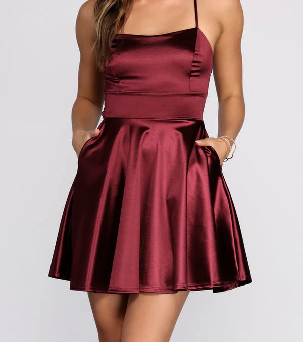 Stylish Satin Skater Dress