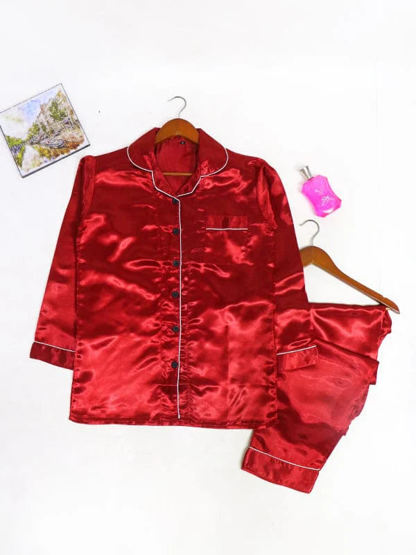 SILK PAJAMA SUIT WITH SCRUNCHIE - PEARL