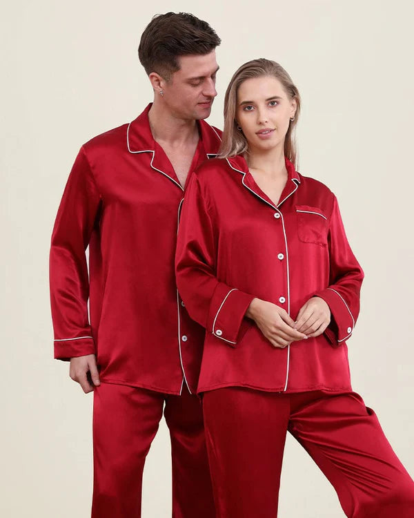 SILK PAJAMA SUIT WITH SCRUNCHIE - PEARL