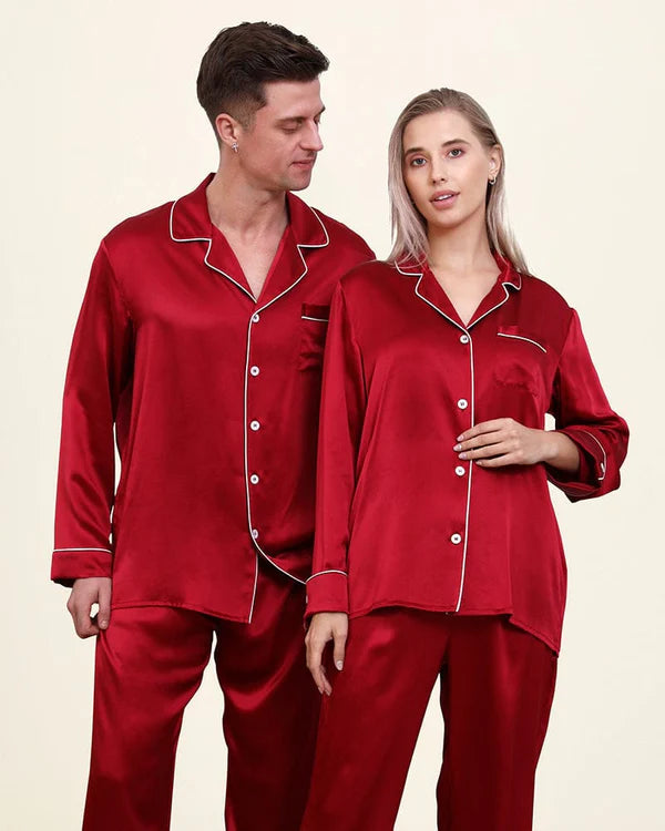 SILK PAJAMA SUIT WITH SCRUNCHIE - PEARL